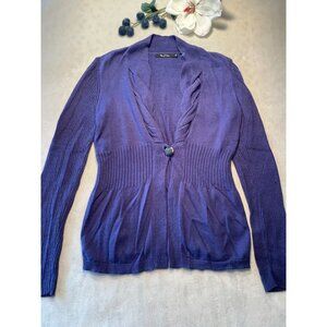 Anthropologie Nic + Zoe Womens Purple Cardigan Sweater size PP cottagecore Y2K